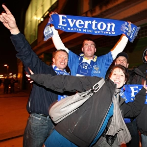Everton Fans Unite: Roaring Support Outside Estadio Jose Alvalade in UEFA Europa League