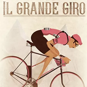 Vintage Style Giro D'italia Cyclist On a Bike