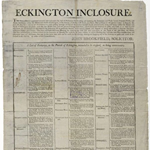 Eckington Enclosure - public notice giving a list of all the footpaths or paths, etc. to be closed as being unnecessary under the provisions of the enclosure act