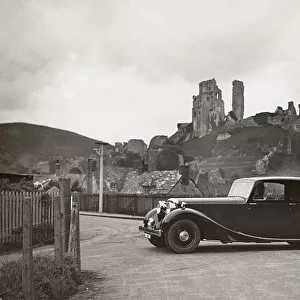 1938 Daimler 4. 5 litre saloon at Corfe Castle, Dorset. Creator: Unknown