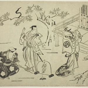 The Actors Ichimura Tamagashiwa I as Iwaki Hime, Murayama Heiemon III as Katsuta Jiro, and... 1716. Creator: Torii Kiyomasu I