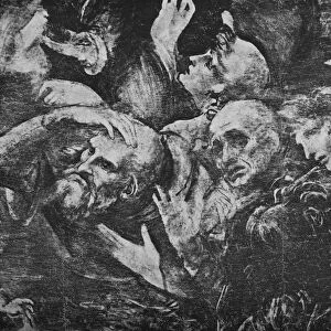 Adoration of the Magi - Heads of the group behind the kneeling king on the right, c1481 (1945). Artist: Leonardo da Vinci