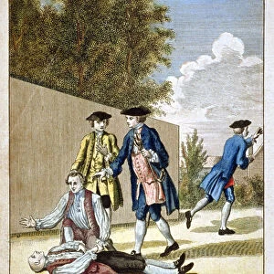 Aftermath of a duel, Hyde Park, Westminster, London, 1712 (1768)