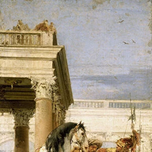 Alexander taming Bucephalus. Artist: Tiepolo, Giambattista (1696-1770)