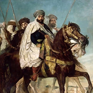 Ali-Ben-Hamet, Caliph of Constantine and Chief of the Haractas, followed by his Escort. Artist: Chasseriau, Theodore (1819-1856)