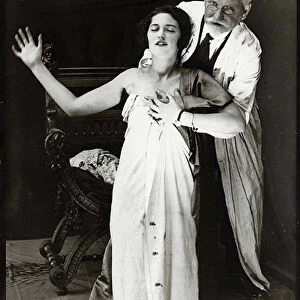 Alphonse Mucha and Jaroslava posing for poster DeForest Phonofilm, 1927