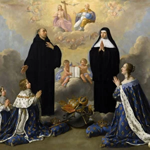 Anna of Austria with her children, praying to the Holy Trinity with Saints Benedict and Scholastica. Artist: Champaigne, Philippe, de (1602-1674)