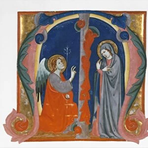 Annunciation in an Initial M, ca. 1310-15. Creator: Maestro Daddesco