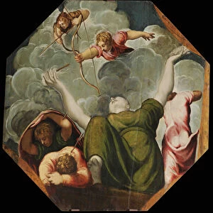 Apollo and Diana Punishing Niobe by Killing her Children, ca 1541. Creator: Tintoretto