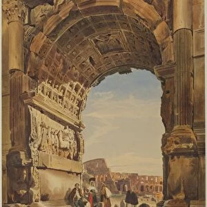 The Arch of Titus and the Coliseum, Rome, 1846. Creator: Thomas Hartley Cromek (British