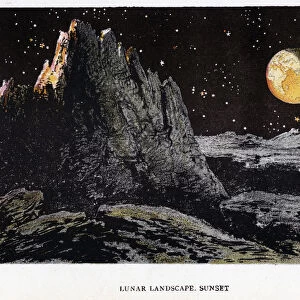 Artists impression of the lunar landscape at sunset, 1884