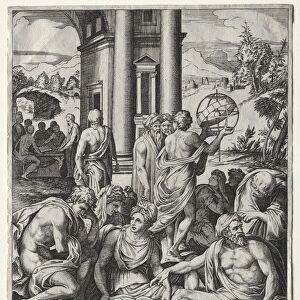 An Assembly of Scholars, c. 1515 / 1527. Creator: Marco Dente (Italian, c. 1486-1527)