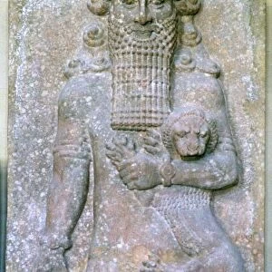 Assyrian relief of Gilgamesh and a lion