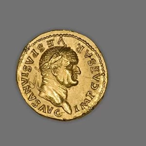 Aureus (Coin) Portraying Emperor Vespasian, 75-79, issued by Vespasian. Creator: Unknown