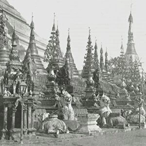 The base of the Grand Pagoda, Rangoon, Burma, 1895. Creator: Unknown