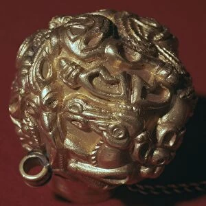 Detail of base of Sarmatian gold scent bottle with an eagle