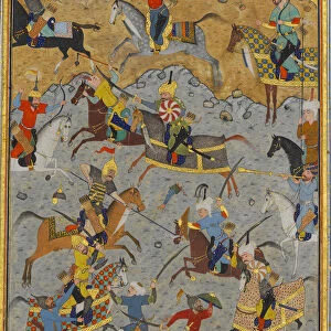 Battle between Alexander and Darius, Folio from a Khamsa (Quintet)... A.H. 931 / A.D