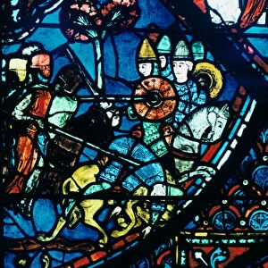 Battle of Sahagun, stained glass, Chartres Cathedral, c1225