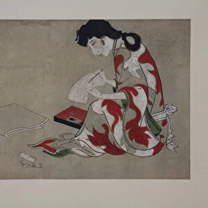 Beauty Writing a Letter (copy of a section of the Hikone Screen), 17th-18th century