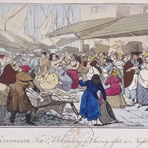 Billingsgate: Tom and Bob taking a survey after a nights spree, London, 1820