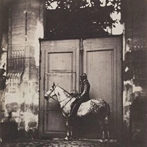 Black Horseman in Front of a Doorway, c. 1855. Creator: Unidentified Photographer