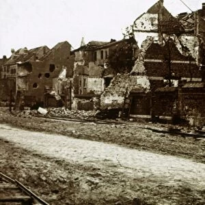 Bombed-out buildings, Nieuwpoort, Flanders, Belgium, c1914-c1918