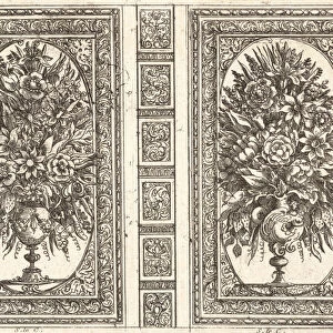Book Cover (Two Flower Vases), 1656. Creator: Sebastien Le Clerc the Younger