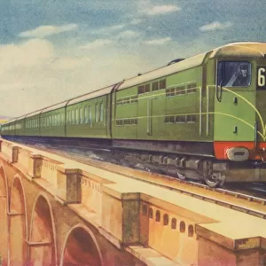 Brighton Belle, the S. R.s Electric Locomotive, over Ouse Viaduct, 1940