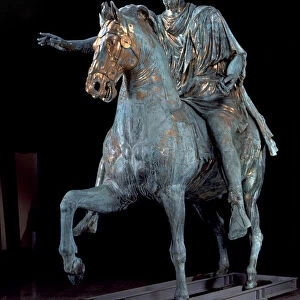 Bronze equestrian statue from the 2nd century of Marcus Aurelius (121-180), Roman Emperor