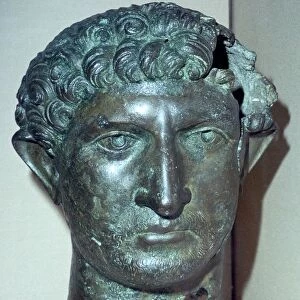 Bronze head from a statue of the Roman Emperor Hadrian, Roman Britain, 2nd century