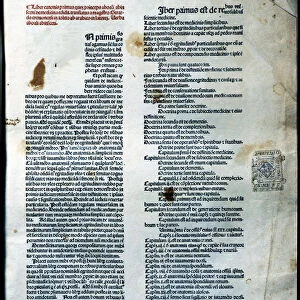 Canon of Medicine, page of Book I of the Latin edition 1490, work by Avicenna