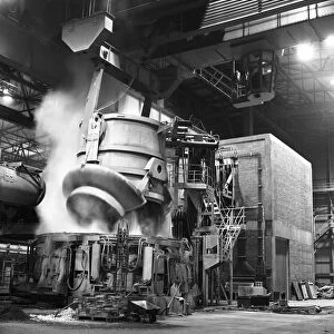 Charging a furnace, Park Gate Iron & Steel Co, Rotherham, South Yorkshire, 1964