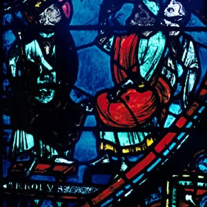 Charlemagne looks at the Milky Way, stained glass window, Chartres Cathedral, France, c1225