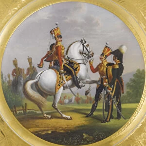 Chief Officer and Under Officer of the Life-Guards Hussar Regiment, 1829. Artist: Belousov, Lev Alexandrovich (1806-1864)