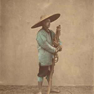 [Chinese Man Wearing Hat], 1870s. Creator: Baron Raimund von Stillfried