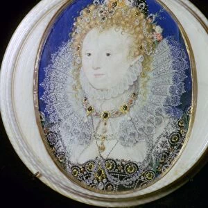 Contemporary miniature portrait of Elizabeth I of England. Artist: Nicholas Hilliard