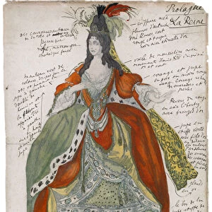 Costume design for the ballet Sleeping Beauty by P. Tchaikovsky, 1921. Artist: Bakst, Leon (1866-1924)