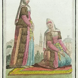 Costumes de Différents Pays, Musulmanes Fesant la Priere, c1797. Creators: Jacques Grasset de Saint-Sauveur, LF Labrousse