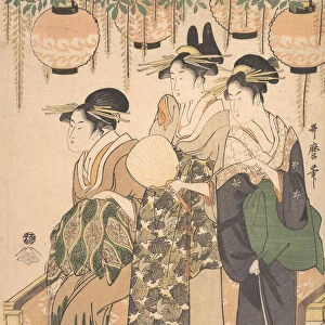 Courtesans Beneath a Wisteria Arbor... ca. 1795. Creator: Kitagawa Utamaro
