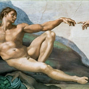 The Creation of Adam. Detail (Sistine Chapel ceiling in the Vatican), 1508-1512