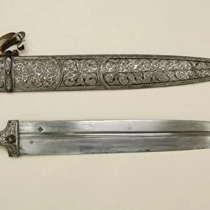 Dagger (Kindjal) with Scabbard, Caucasian, possibly Kubachi, Dagestan, dated A. H. 1234 / A