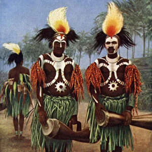 Dancers of the Fly River region, Papua New Guinea, 1920