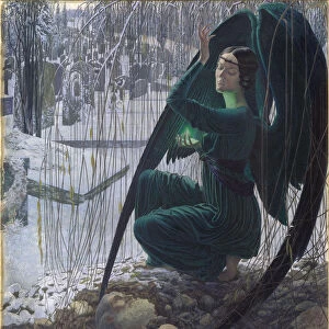 The Death of the Grave Digger (La mort du fossoyeur), 1895-1900. Artist: Schwabe, Carlos (1866-1926)
