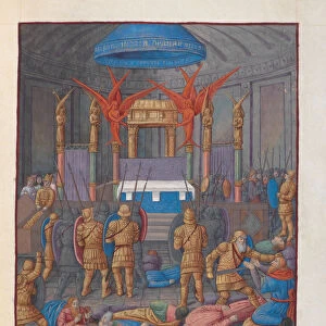 Desecration of the Temple of Jerusalem by Pompey. Illustration in Flavius Josephus Antiquities of t