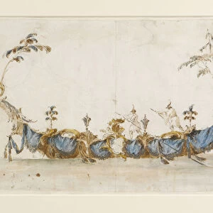 Design for a Bissona, with two gondoliers in Chinese dress, ca 1766-1770