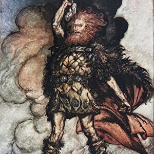 Donner, your lord, summons his hosts! Illustration for The Rhinegold and The Valkyrie by Richard W Artist: Rackham, Arthur (1867-1939)