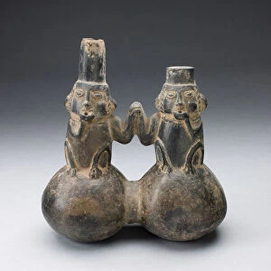 Double Vessel in the Form of Two Figures Drinking and Holding Hands, A. D. 1000 / 1400