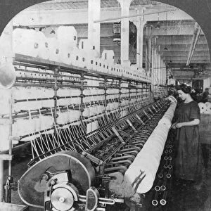 Doubling frame in a large woollen mill, Lawrence, Massachusetts, USA, early 20th century(?). Artist: Keystone View Company
