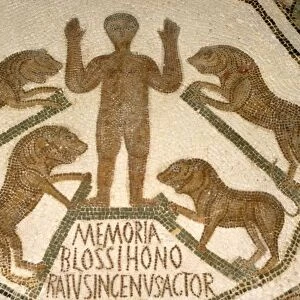 Early Christian / Roman mosaic of Christian attacked by lions, c1st-2nd century