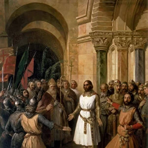 The election of Godfrey of Bouillon as the King of Jerusalem on July 23, 1099. Artist: Madrazo y Kuntz, Federico de (1815-1894)